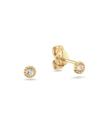 14 karaat geelgouden oorstekers - Grimaldi White Topaz Studs - Jackie
