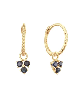 14 karaat geelgouden oorstekers - Triangle Sapphire Hoops - Jackie