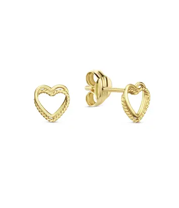 14 karaat geelgouden oorstekers - Twisted Heart Studs - Jackie