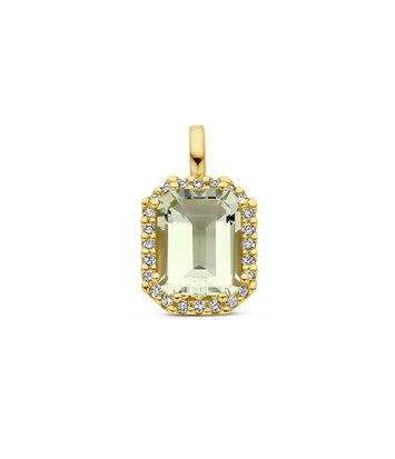 14 karaat geelgouden ketting met amethist en diamanten - Hutjens