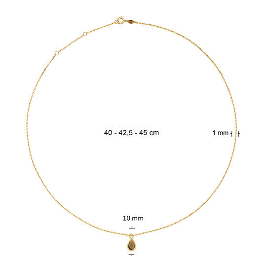 14 karaat geelgouden dames ketting - Amstel Smoky Quartz Necklace - Jackie 14 karaat geelgouden dames ketting - Amstel Smoky Quartz Necklace - Jackie-4