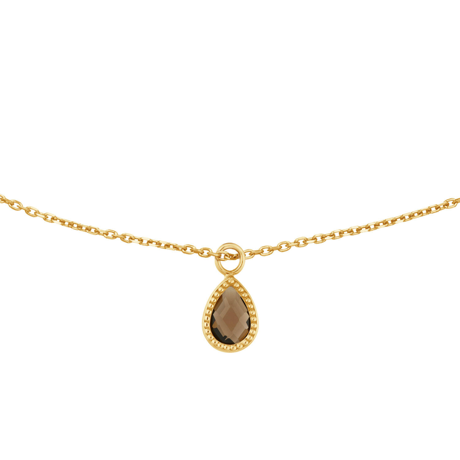 14 karaat geelgouden dames ketting - Amstel Smoky Quartz Necklace - Jackie 14 karaat geelgouden dames ketting - Amstel Smoky Quartz Necklace - Jackie-1