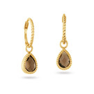 14 karaat geelgouden oorstekers - Amstel Smoky Quartz Hoops - Jackie-1