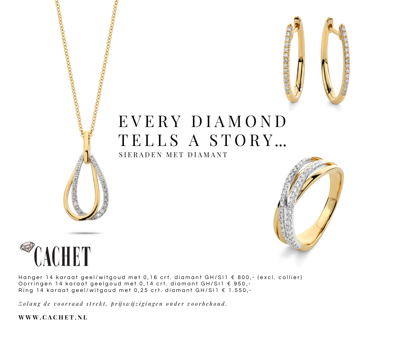 14 karaat geelgouden oorringen met diamant - 0,14 crt. 14 karaat geelgouden oorringen met diamant - 0,14 crt.-2