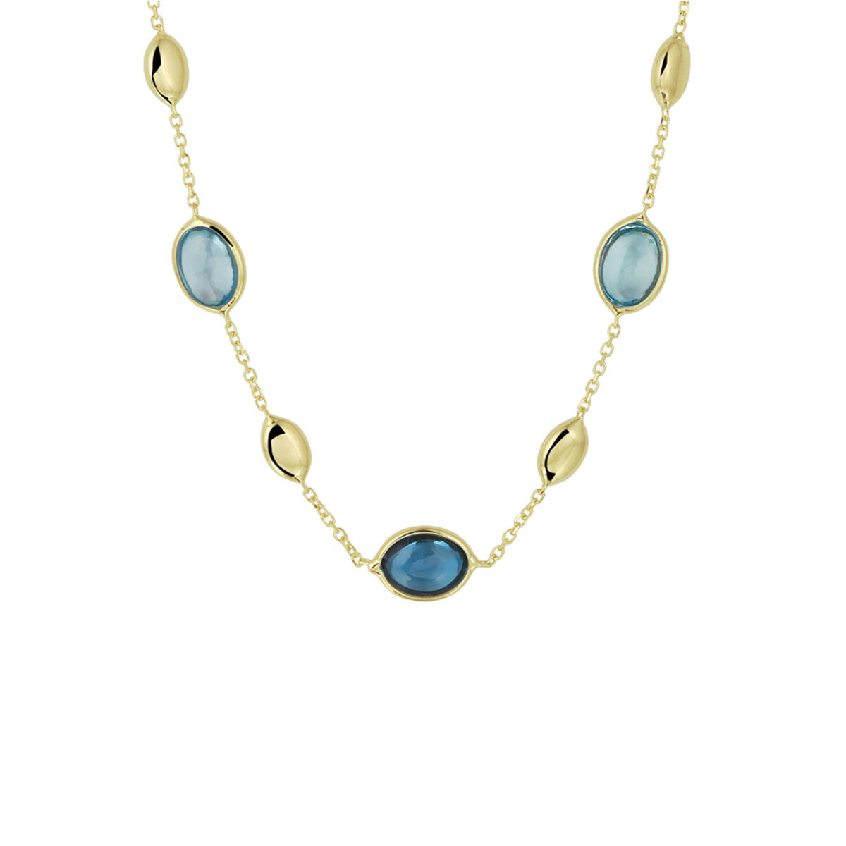 14 karaat geelgouden ketting - London Blue & Blauwe Topaas - Hutjens 14 karaat geelgouden ketting - London Blue & Blauwe Topaas - Hutjens-1