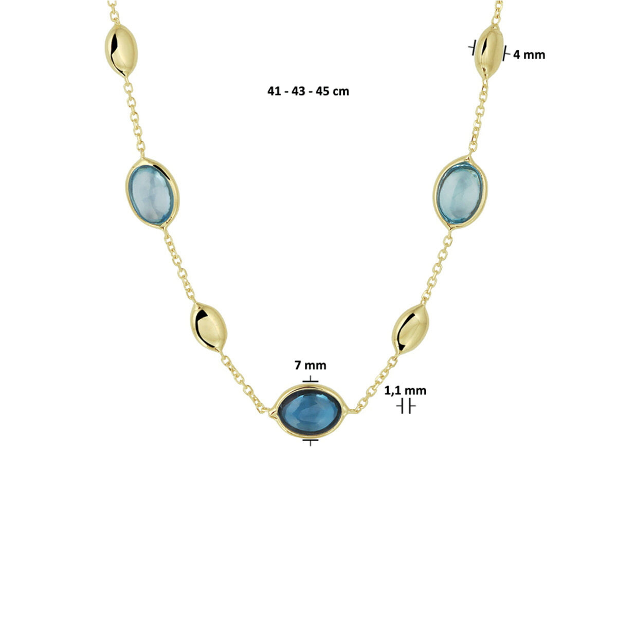 14 karaat geelgouden ketting - London Blue & Blauwe Topaas - Hutjens 14 karaat geelgouden ketting - London Blue & Blauwe Topaas - Hutjens-4