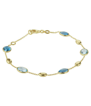 14 karaat geelgouden armband - London Blue & Blauwe Topaas - Hutjens