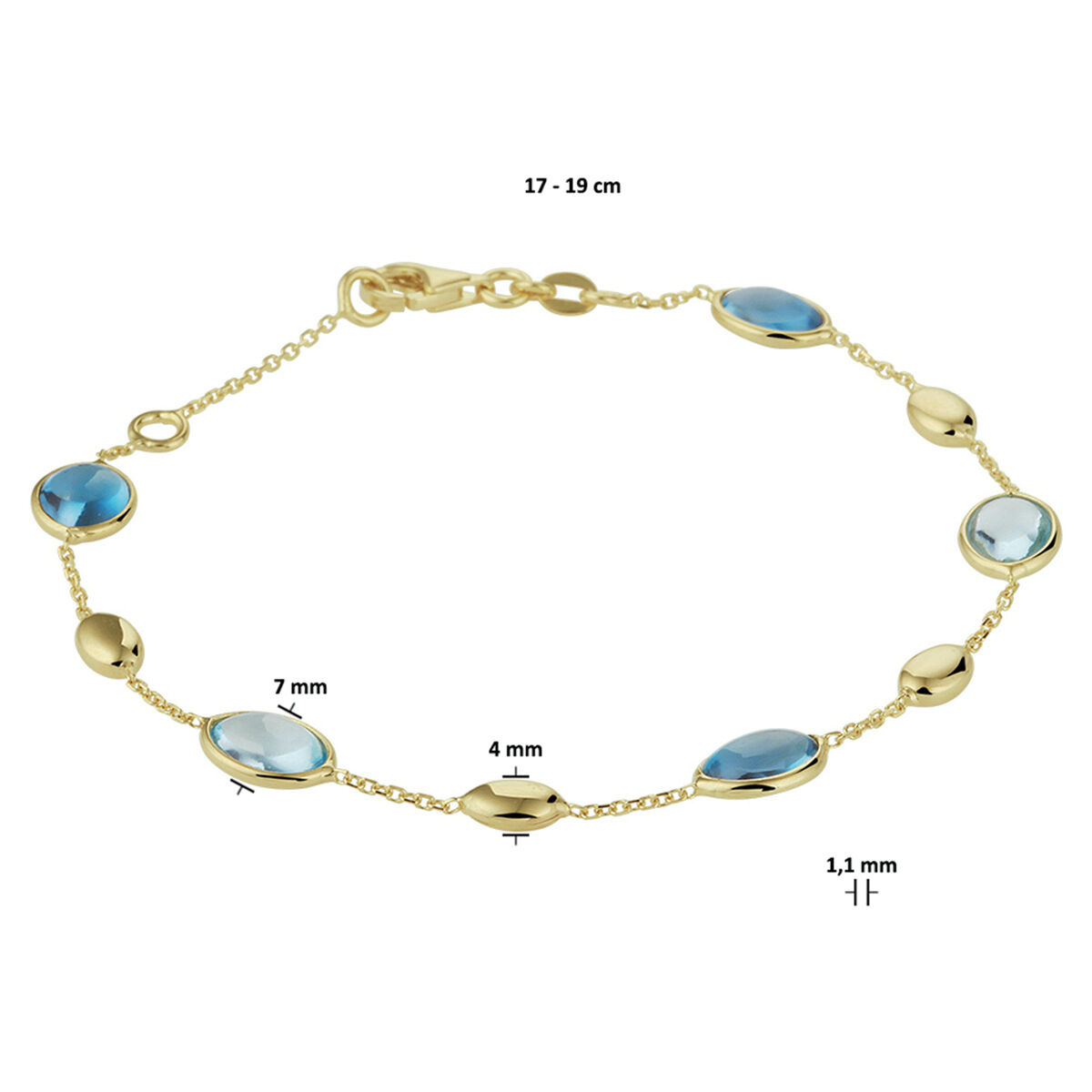 14 karaat geelgouden armband - London Blue & Blauwe Topaas - Hutjens 14 karaat geelgouden armband - London Blue & Blauwe Topaas - Hutjens-3