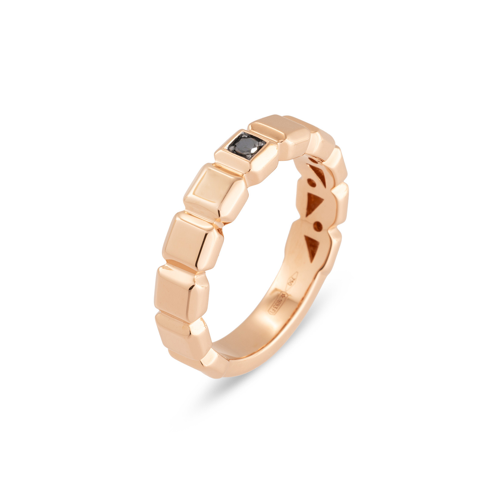18 karaat roségouden dames ring met zwarte diamant - Iris Cube - Ponte Vecchio 18 karaat roségouden dames ring met zwarte diamant - Iris Cube - Ponte Vecchio-2