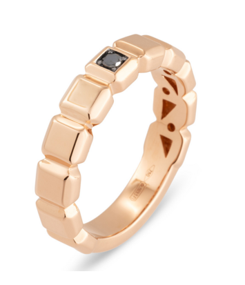 18 karaat roségouden dames ring met zwarte diamant - Iris Cube - Ponte Vecchio 18 karaat roségouden dames ring met zwarte diamant - Iris Cube - Ponte Vecchio