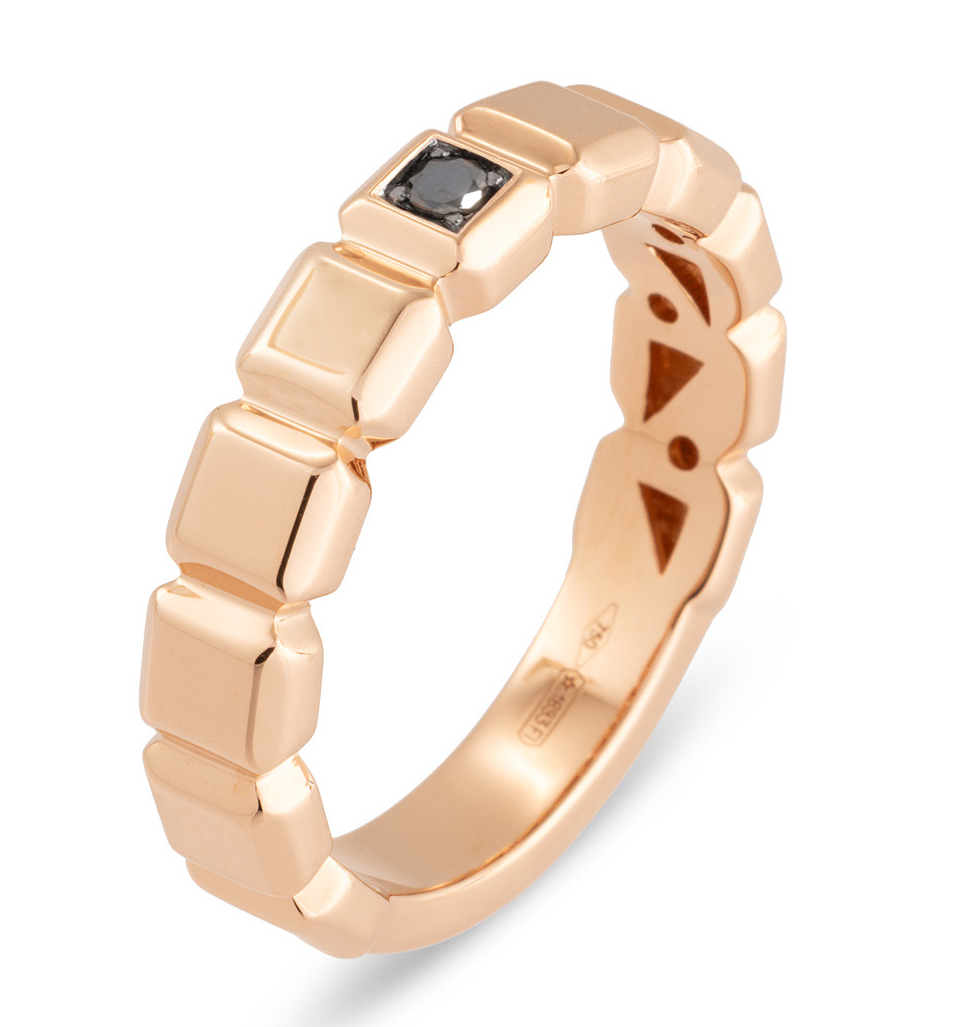 18 karaat roségouden dames ring met zwarte diamant - Iris Cube - Ponte Vecchio 18 karaat roségouden dames ring met zwarte diamant - Iris Cube - Ponte Vecchio-1