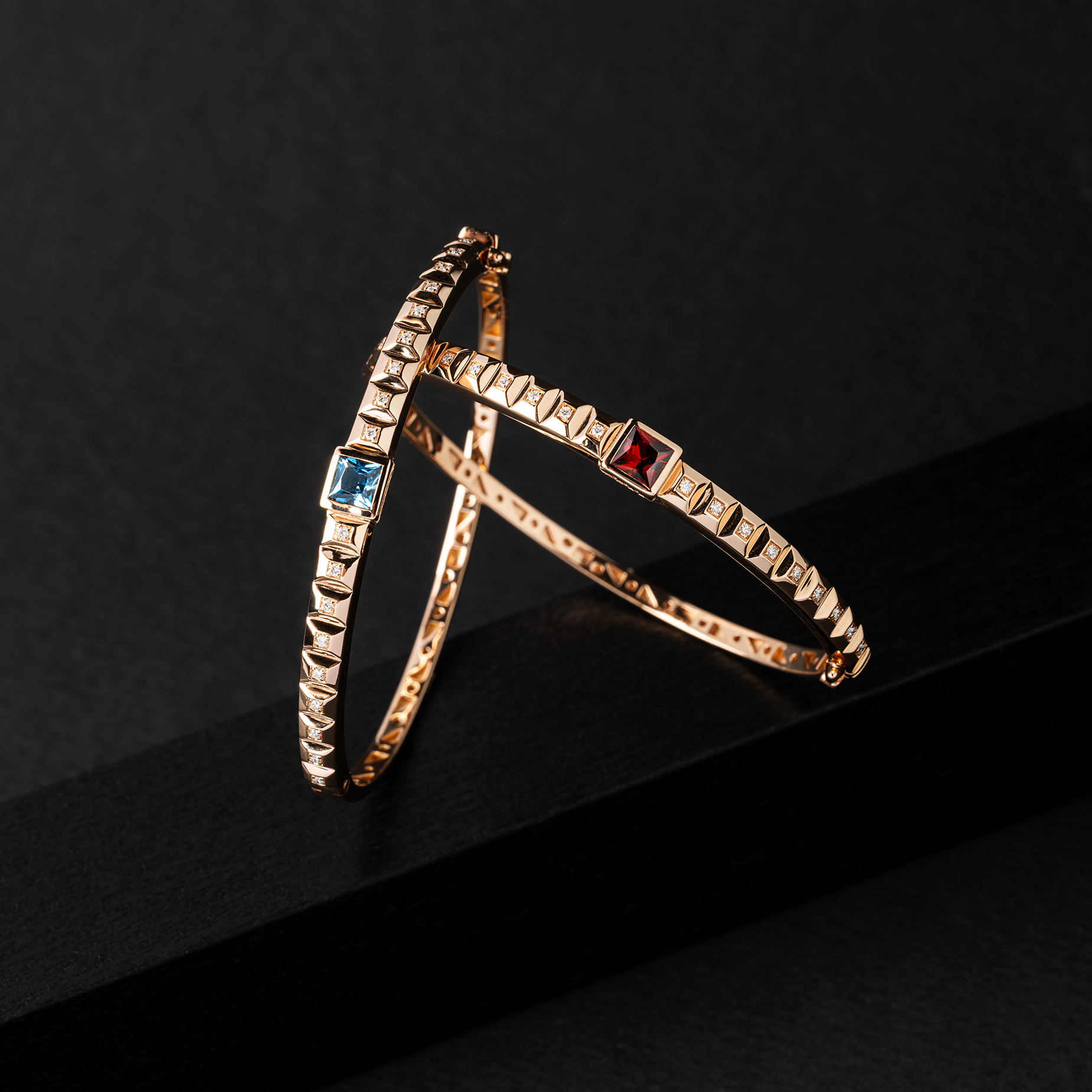 18 karaat roségouden dames armband met Granaat - Iris Cube - Ponte Vecchio 18 karaat roségouden dames armband met Granaat - Iris Cube - Ponte Vecchio-2