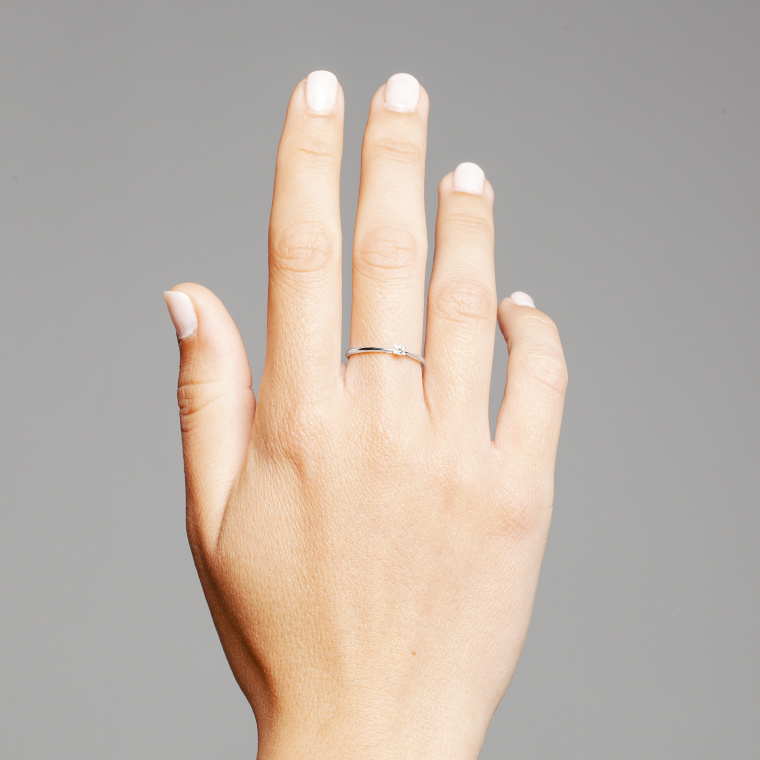 18 karaat witgouden ring met diamant 0.05 crt. - Solitair - Witgoud 18 karaat witgouden ring met diamant 0.05 crt. - Solitair - Witgoud-4