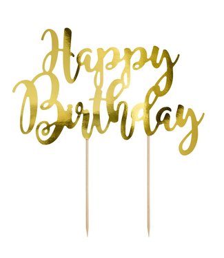 PartyDeco PartyDeco Topper Happy Birthday goud