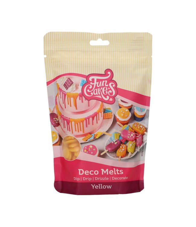 Funcakes deco melts drip geel 250 gr.