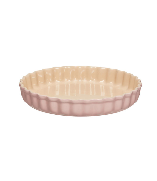 Le Creuset taartvorm/ quiche aardewerk 28 cm shell pink actie