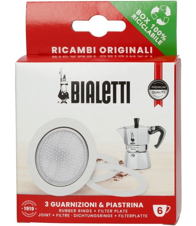 Bialetti filterplaatje + rubberen ringen 6 cups