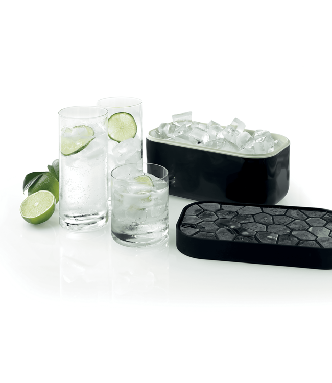 Lekue Lekue ijsemmer rechthoekig met ijsblokjes vorm zwart