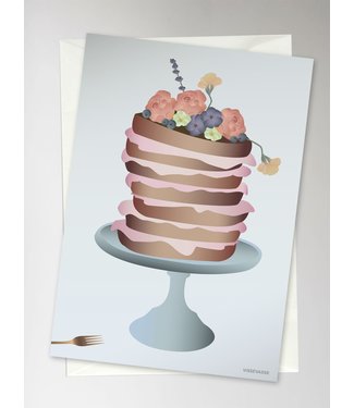 Vissevasse Vissevasse taart met bloemen - wenskaart