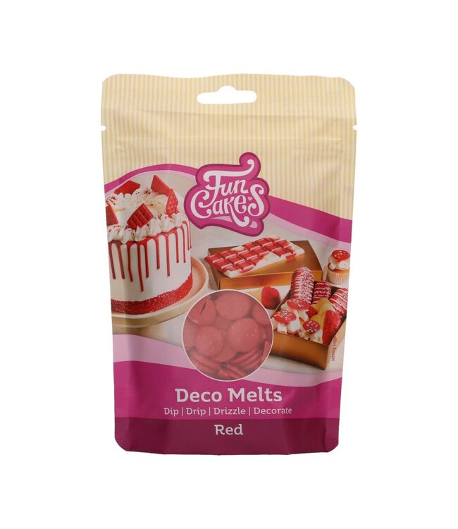 Funcakes deco melts drip rood 250 gr.