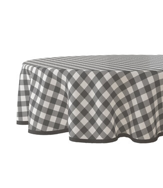 PVC Tafelzeil ruit  grijs rond  160 cm