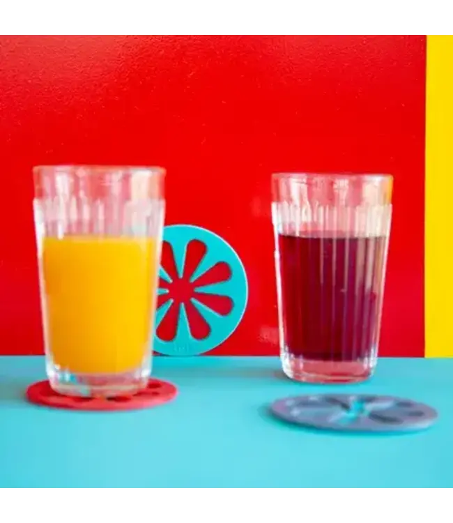 Dotz Dotz set siliconen glasonderzetters 4 stuks rood, grijs of aqua