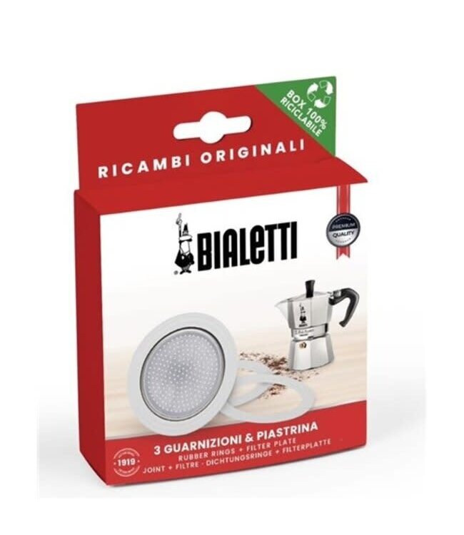 Bialetti Bialetti Filterplaatje + 3 Rubberen Ringen - 9/c