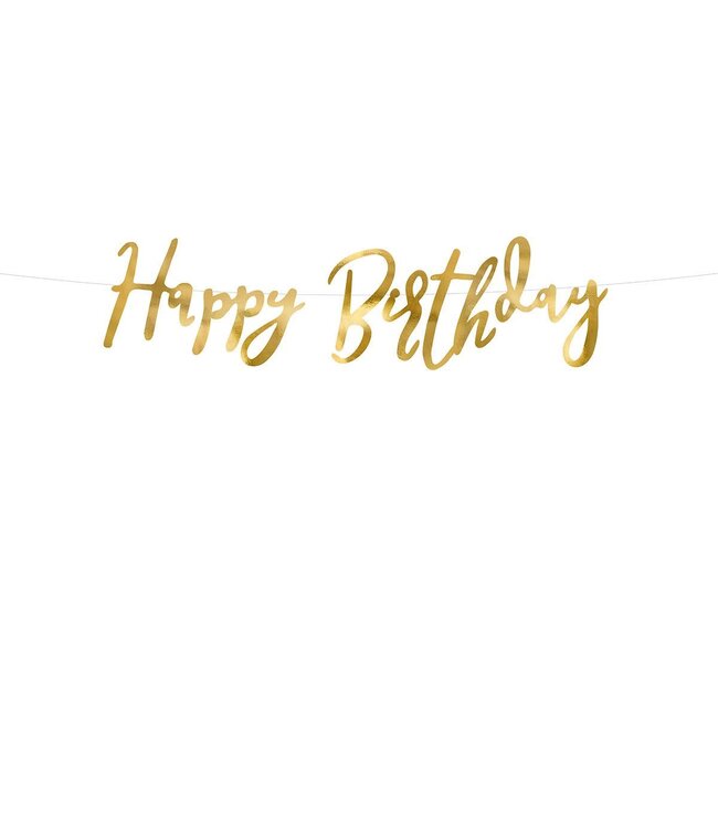 PartyDeco PartyDeco Banner Happy Birthday goud