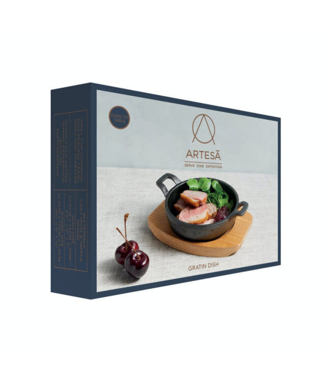 Artesa Artesa gietijzeren mini Tapas Pan 12,5 cm/ houten serveerplankje