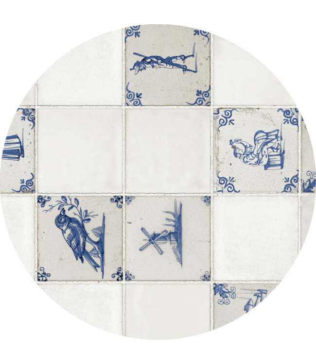 PVC Tafelzeil  kleitegels rond  160 cm