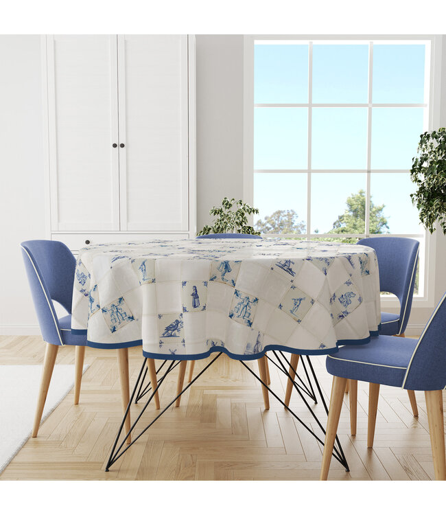 PVC Tafelzeil  kleitegels rond  160 cm