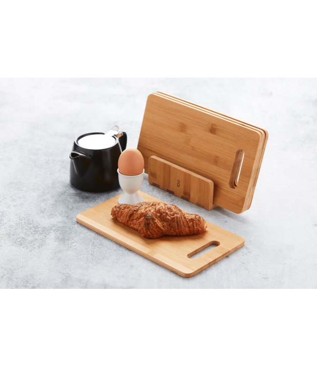 Point-Virgule 4 ontbijtplankjes bamboe in houder