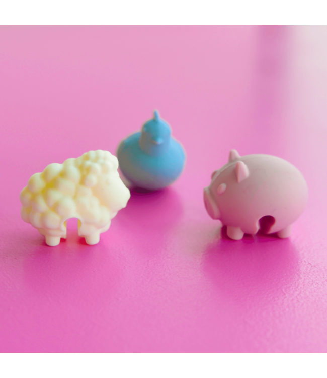 Dotz Dotz set van 3 stoomaflaters siliconen kip, varken en schaap