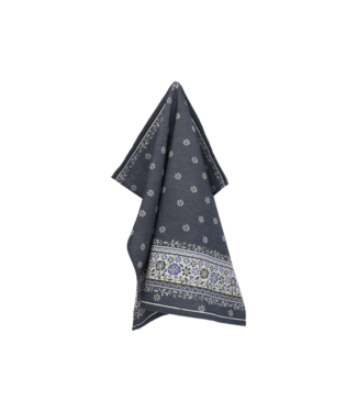 Bunzlau Castle Tea Towel Belle Fleur Dark Blue GOTS