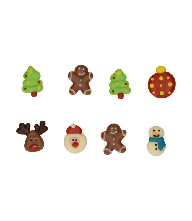 Funcakes Funcakes chocolade decoraties kleurrijke kerstmis set/ 8