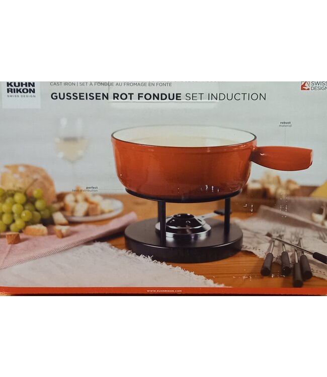 Kuhn Rikon Kuhn Rikon kaasfondueset gietijzer rood, inductiegeschikt 2.4 ltr. actie van 179,- voor 135,- *