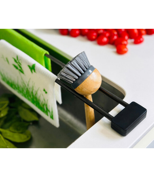 sanni shoo Drip.line verstelbare gootsteenhulp/ vaatdoekhouder zwart