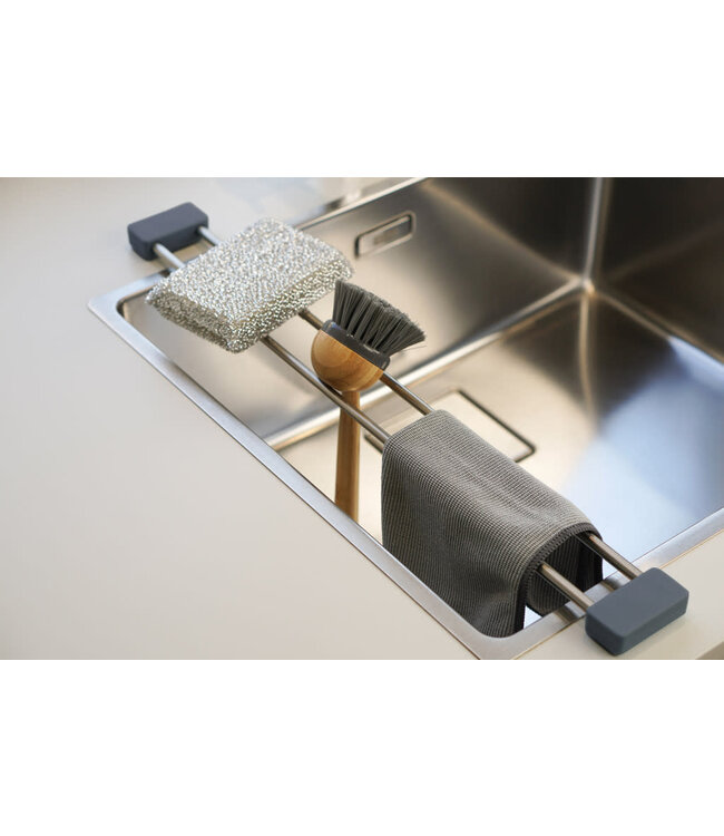 sanni shoo Sanni Shoo Drip.line verstelbare gootsteenhulp/ vaatdoekhouder grijs