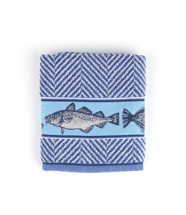 Bunzlau Castle Bunzlau handdoek Fish Royal Blue 60x53 cm GOTS