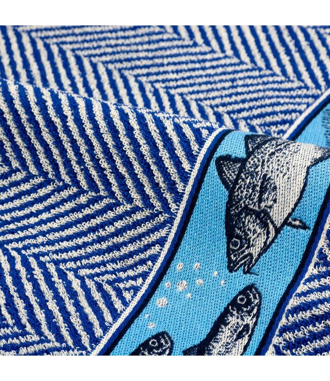 Bunzlau Castle Bunzlau handdoek Fish Royal Blue 60x53 cm GOTS