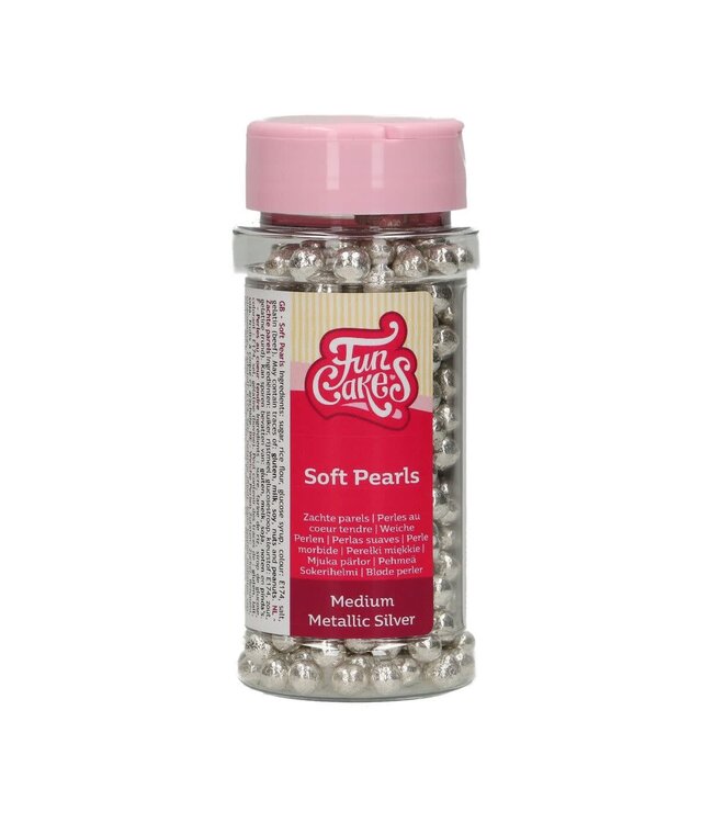 Funcakes FunCakes Zachte Parels Medium Metallic Zilver 55 g