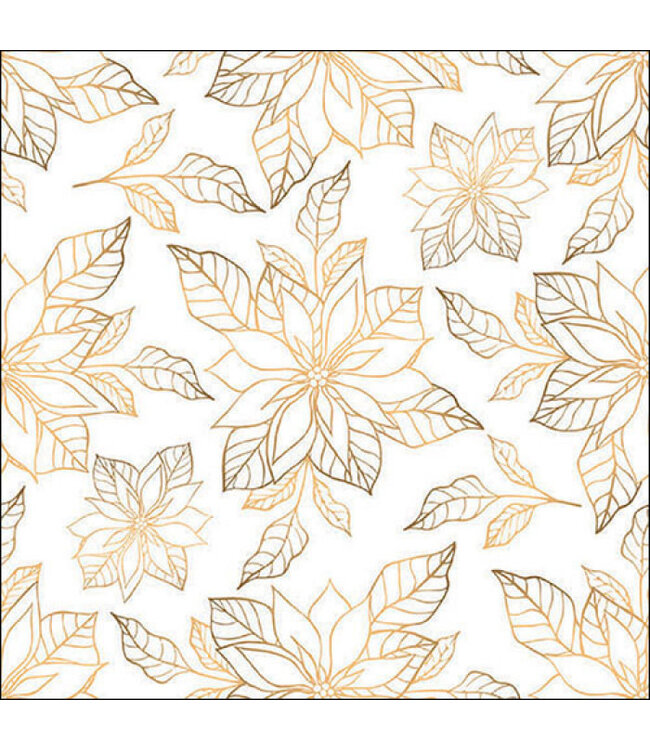 Ambiente Ambiente Servetten Napkin Poinsettia outline goud 20 stuks