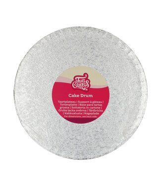 Funcakes Funcakes taartplateau rond dik/drum 22.5 cm zilver