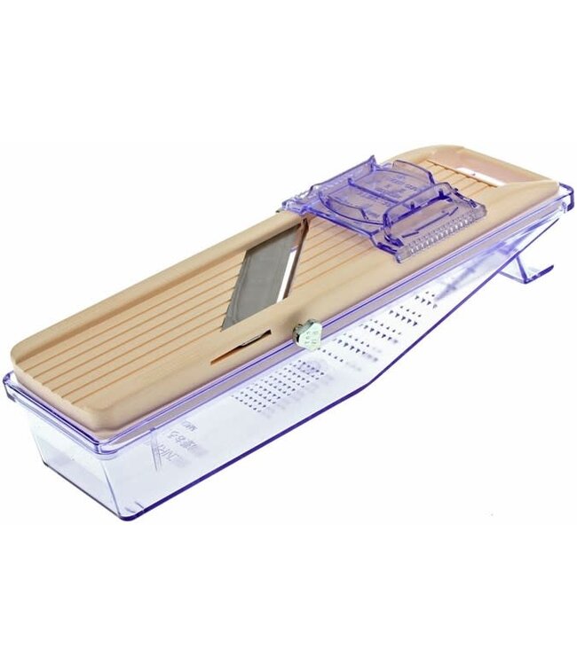 Benriner Japanse mandoline met opvangbak 64 mm ivoor 3 bladen actie van 77,50 voor 55,- *