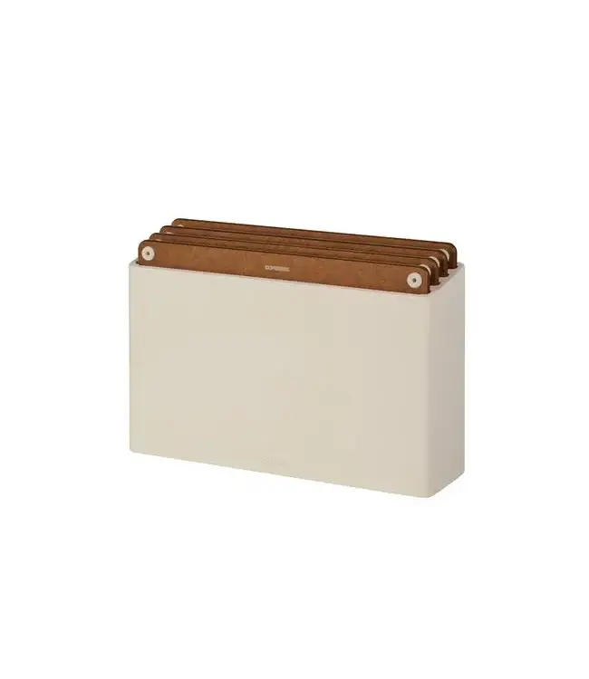 Combekk Combekk set 4 stuks snijplanken inclusief houder Zand/Bruin