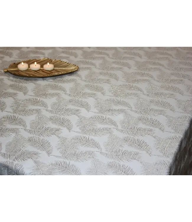 Gecoat tafeltextiel Dalia goud 140 cm breed per 0.5 meter