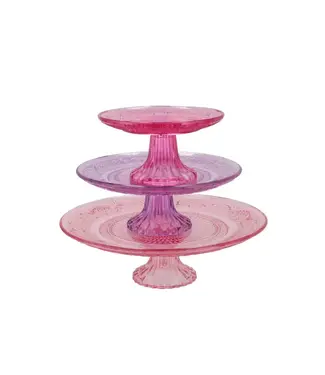Dayah etagère voor bonbons 15 cm glas - roze
