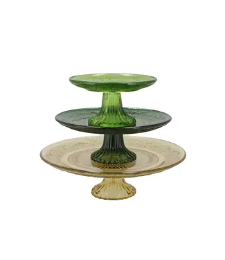 Dayah etagère/ taartplateau  25 cm glas - groen