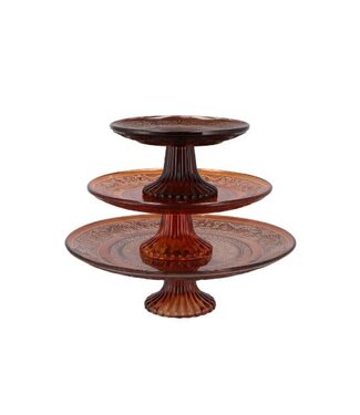 Dayah etagère/ taartplateau 25 cm glas - terra