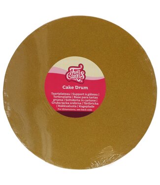 Funcakes Funcakes taartplateau rond dik/drum 25 cm glanzend goud
